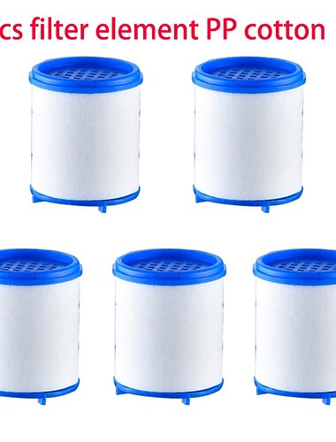  Wasserhahn-Wasserfilter für Badezimmer-Küchenspüle, ABS-Reiniger-Sprayer-Duschkopffilter für Gesichtshautwäsche, 5-teiliges Filterelement aus PP-Baumwolle, Hartwasserfiltration entfernt Chlorfluorid-Schwermetalle