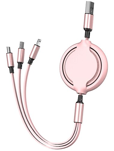  Универсальный зарядный кабель 3,3 фута USB A на Lightning/микро/USB C 2.4 A Кабель для зарядки 3 в 1 Выдвижной Назначение Samsung Xiaomi Huawei Аксессуар для мобильных телефонов