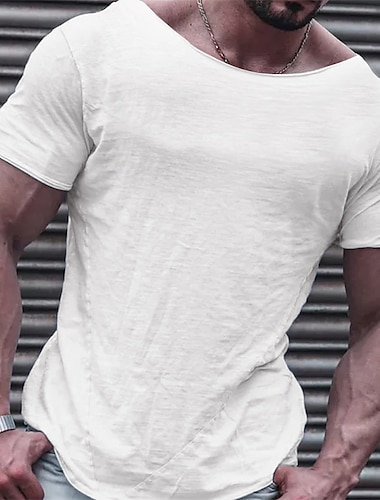  Hombre Camiseta Estilo casual Manga Corta Cuello Barco Verano Plano Moda Design Casual Calle Deportes Festivos Negro Blanco Rosa Camiseta superior para hombre