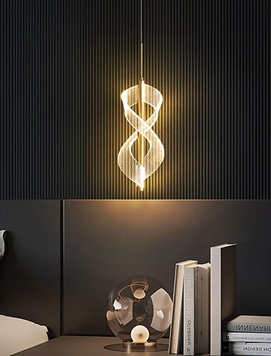  led taklampa spiral sängbordslampa i sovrummet 30 cm, modern minimalistisk matsalsbar justerbar långlinje taklampa takbelysning