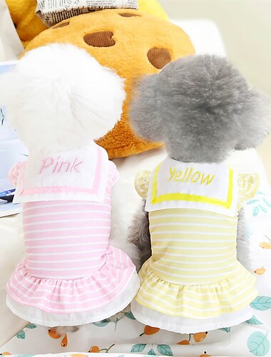  Chien Chat Robe Rayure Adorable Doux Doux Extérieur Quotidien  Tenues De Vêtements Pour Chiots Pour Chiens