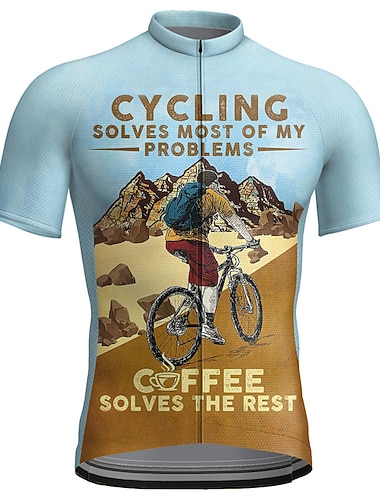  Voor heren Wielrenshirt Grafisch Letter en nummer Grappig Korte mouw Fietsen Shirt Kleding Bovenlichaam met 3 achterzakken Bergracen Wegwielrennen Sneldrogend Reflecterende strips Achterzak