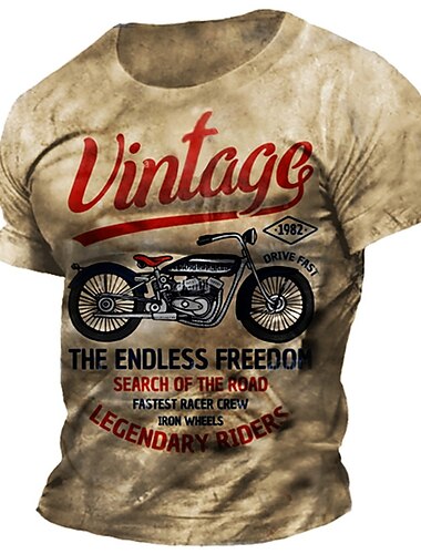  Homme Graphique Moto T-shirt t-shirt en détresse Manche Courte T-shirt Impression 3D Col ras du cou Chemise ancien Mode Designer Extérieur Quotidien Sports Bleu Marron Vert Printemps & Été Vêtement