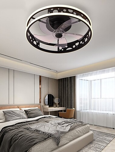  ventilateurs de plafond avec lumières dimmables avec télécommande ventilateur de plafond intérieur encastré, 15,6 "intelligent 3 couleurs 6 vitesses réversibles