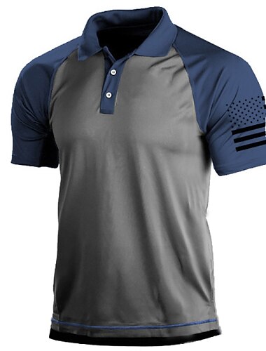  Herren Outdoor amerikanische Flagge taktisch Sport Golf Hals T-Shirt Golf Shirt T-Shirt Kurzarm Shirt Top Outdoor atmungsaktiv schnell trocknend leicht Sommer schwarz grün grau Jagd Angeln Kampf
