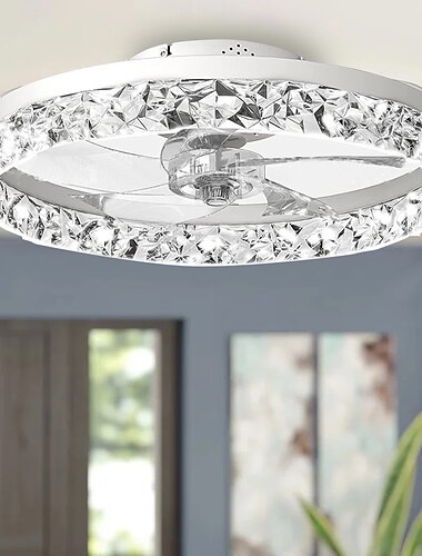 LED-Deckenventilatoren mit Beleuchtung Kristall-Kronleuchter dimmbar mit Fernbedienung 20" Unterputz-Deckenleuchte Metall-Kronleuchter Schlafzimmer Wohnzimmer
