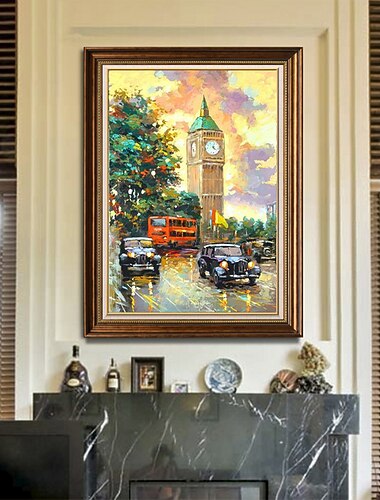 手作り油絵キャンバス壁アート装飾印象ヴィンテージロシアストリートシーン風景家の装飾のためのロールフレームレス未延伸絵画