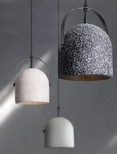  led pendentif lumière béton pendentif lumière ciment pierre lustre moderne milieu du siècle contemporain art déco éclairage luminaire minimaliste pendentif blanc