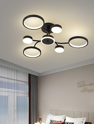  LED-Deckenleuchte einzigartiges Sputnik-Design 6 Köpfe 30" LED-Kronleuchter geeignet für Esszimmer, Wohnzimmer und Küche 110-240 V Gold Schwarz