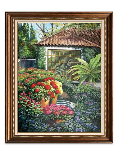  Handgefertigtes Ölgemälde auf Leinwand, Wandkunst, Dekoration, Frühlingsgarten, Landschaft für Wohnkultur, gerolltes, rahmenloses, ungedehntes Gemälde