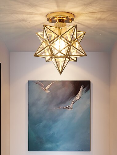  led taklampe 10" geometriske former flush mount lys plast kobber kunstnerisk stil formell stil taklys for korridor veranda bar kreativ loft balkong lamper 110-240v