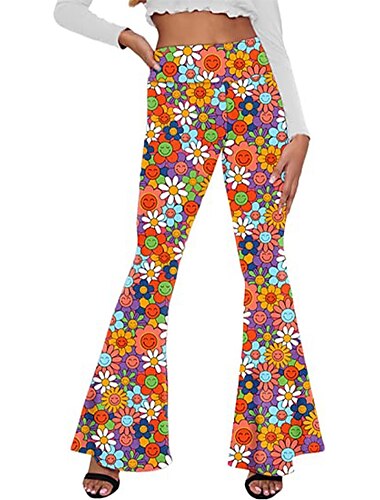  Hippie Retro Vintage 1960er 1970er Disko Hoch tailliert Hose Glockenhose Damen Kostüm Jahrgang Cosplay Freizeitskleidung Festival Hosen Schlager Outfit