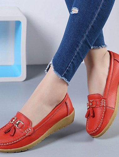  Damen Flats Slip-On Plus Size Klassische Loafers Weiche Schuhe Arbeit Tägliches Gehen Einfarbige Sommerschuhe Flacher Absatz Quadrate Zehen Lässiger Minimalismus Kunstleder PU Loafer Hellblau Wein