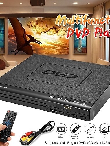  15W 1080P DVD Player Multiple Playback Remote Controller Multi-angle Viewing USB Port