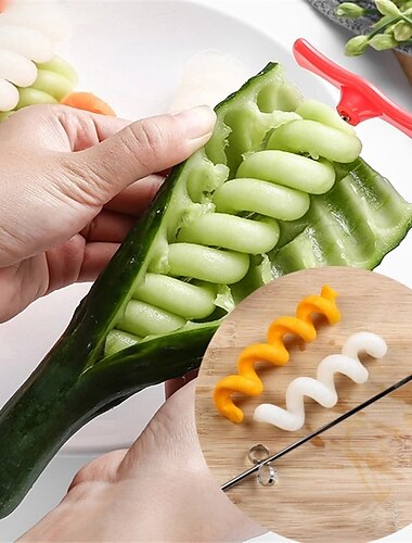  Verduras cuchillo espiral patata zanahoria pepino ensalada chopper fácil espiral tornillo rebanador cortador espiralizador herramientas de cocina