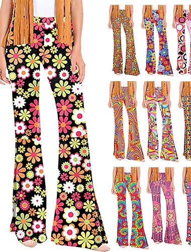  Retro vintage Boho Jaren '70 Broek Bell Bottom broek Broek met wijde pijpen Hippie Dames Prideparade Trots maand Volwassenen Broeken