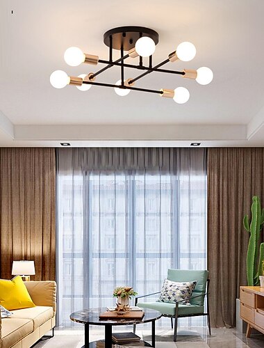  luz de teto led 8 cabeças 70cm lustre de design sputnik metal estilo artístico sputnik acabamentos pintados industriais estilo nórdico artístico 110-240v