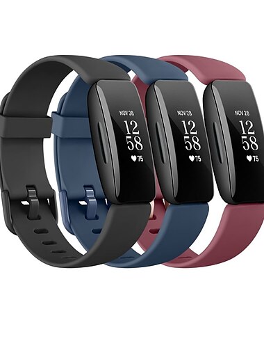  3 paquetes Correa de Smartwatch Compatible con Fitbit Inspire 3 Inspire 2 / Inspire HR / Inspire Silicona Reloj inteligente Correa Impermeable Ajustable Mujeres Hombres Correa Deportiva Reemplazo