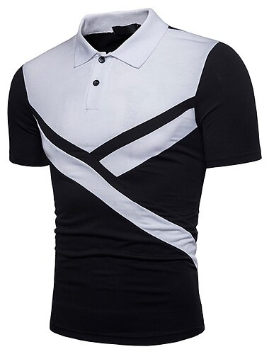  Herren Poloshirt Golfhemd Casual Festtage Kargen Klassisch Kurzarm Modisch Basic Farbblock Taste Sommer Regular Fit Schwarz Weiß Grau Poloshirt