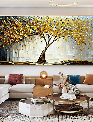  Pintura al óleo hecha a mano lienzo arte de la pared decoración árbol de la vida original pintura de paisaje abstracto para la decoración del hogar con marco estirado / sin marco interior pintura