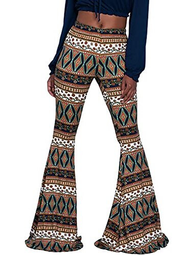  Retro / vintage Boho 70-talet Långbyxor Bell Bottom byxor Byxor med vida ben Hippie Maskeradkläder Dam Prideparad Pride månad Vuxna Byxor