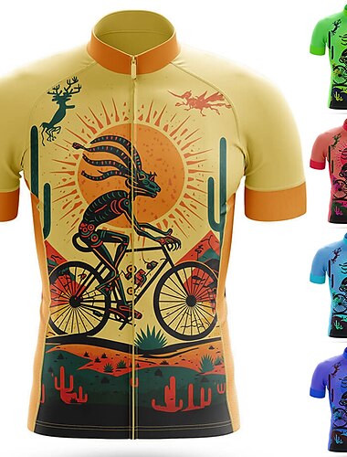  Hombre Maillot de Ciclismo Manga Corta Bicicleta Maillot Camiseta con 3 bolsillos traseros MTB Bicicleta Montaña Ciclismo Carretera Transpirable Secado rápido Dispersor de humedad Bandas Reflectantes
