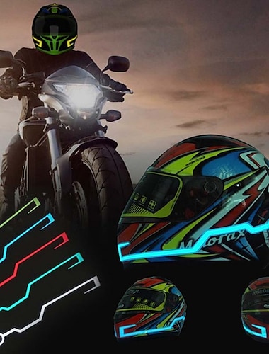  オートバイのヘルメットコールド led ライト mod キット点滅ストライプ発光ステッカー led ナイトライディングライトオートバイのヘルメットの装飾