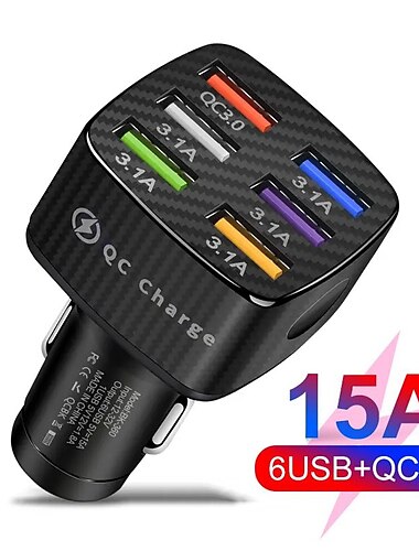  otolampara 6usb зарядное устройство гнездо прикуривателя qc3.0зарядное устройство в автомобильном адаптере accesso для iphone14 pro max car for samsung huawei xiaomi redmi автомобильное зарядное
