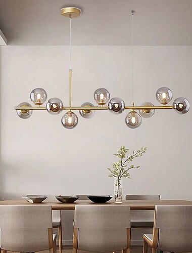  LED-Pendelleuchte 33" 9-Licht-Globus-Design, geometrische Formen, Unterputzleuchten, Metall-Sputnik, linear, geometrisch lackiert, moderne Kronleuchter, 110–240 V
