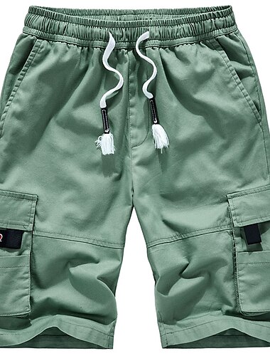  Herren Taktische Shorts Cargo-Shorts Shorts mit Camouflage-Muster Sommershorts Kordelzug Elastischer Bund Einfarbig Tarnung Ripstop Atmungsaktiv Schwarz Armeegrün