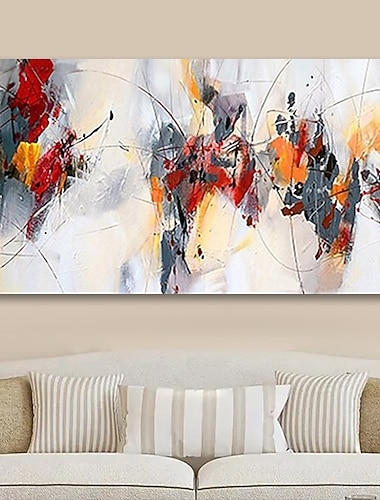  Ölgemälde 100% handgefertigt, handgemalte Wandkunst auf Leinwand, bunte abstrakte Linie, moderner Stil, Heimdekoration, Dekor, gerollte Leinwand mit gespanntem Rahmen, 60 x 90 cm