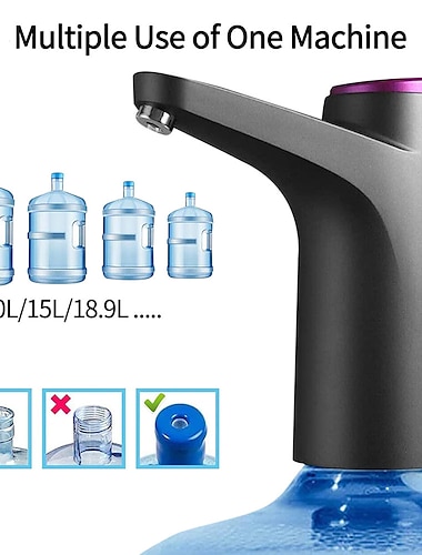  5 جالون موزع مياه أوتوماتيكي مضخة زجاجة مياه كهربائية مع مضخة إبريق مياه شحن USB وموزع زجاجة مياه محمول للمنزل والمكتب في الهواء الطلق ، زجاجة عالمية 2-5 جالون