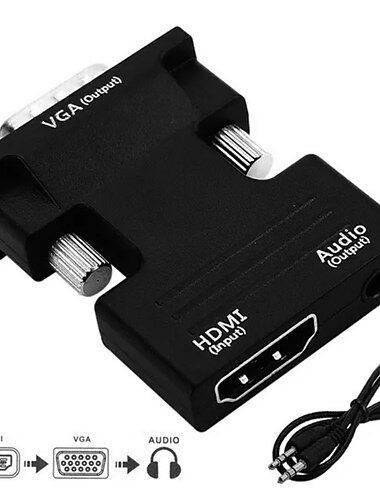  Преобразователь hdmi female to vga male с аудиоадаптером поддерживает выходной сигнал 1080p