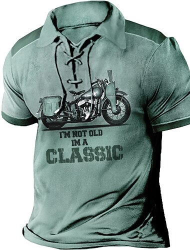  Herren Buchstabe Grafik-Drucke Vintage Motorräder Poloshirt Golfhemd Kurzarm Hemd Umlegekragen Outdoor Strasse Meerblau Gelb Rote Blau Purpur Kordelzug Bedruckt Bekleidung Sport Modisch Strassenmode