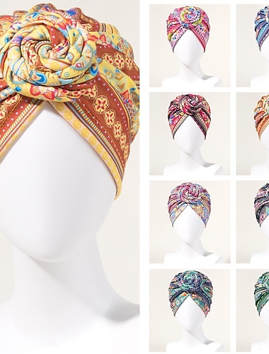  badmössa vriden retrotryck stretchigt gömma hår andas bohemia förknuten huva mössa dam