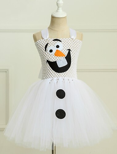  Frozen Olaf Tutu Kleid Prinzessin Thema Party Kostüm Mädchen Film Cosplay Freizeitkostüm Party weißes Kleid Kindertag Maskerade Organza