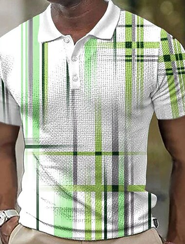  Per uomo Geometrico Magliette Polo a Nido d'Ape Maglia da golf Manica Corta Magliette polo Camicie con Colletto Business Casual Abbigliamento da vacanza Abbigliamento Formale Abbigliamento da festa