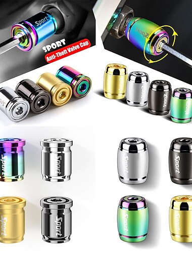  StarFire 4 stuks Antidiefstal Bandventieldoppen - Sportieve Stijl Zinklegering Ventielstammen Covers Stofdicht en Decoratief voor Wielen