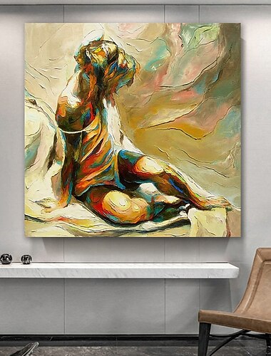  Hang-geschilderd olieverfschilderij Handgeschilderde Vierkant Abstract Mensen Modern Inclusief Inner Frame