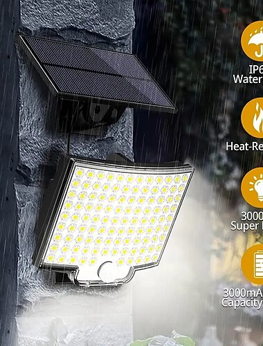  ソーラーセキュリティウォールライト屋外 106led モーションセンサーリモコン ip65 防水 120 照明角度 ソーラーセキュリティ壁取り付け用燭台