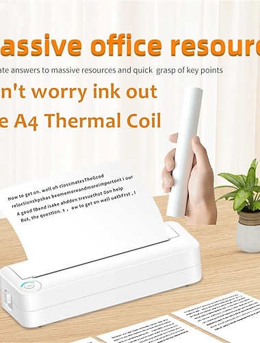  mini imprimante portable bluetooth hd a4 papier thermique balayage de carte papiers de devoirs imprimante sans encre