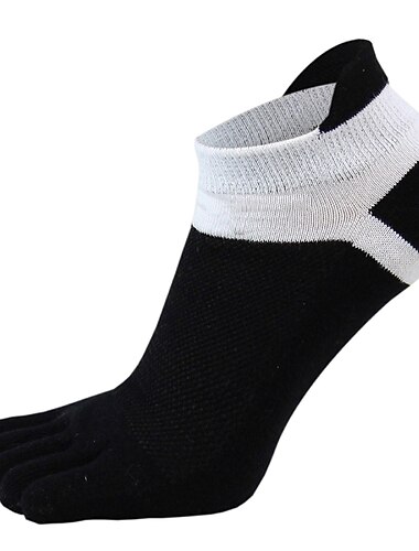  Herren 3 Paare Ankle Socken Zehensocken Niedrig geschnittene Socken Schwarz Weiß Farbe Farbblock Freizeitskleidung Urlaub Wochenende Gitter Mittel Sommer Frühling & Herbst Stilvoll Brautkleider