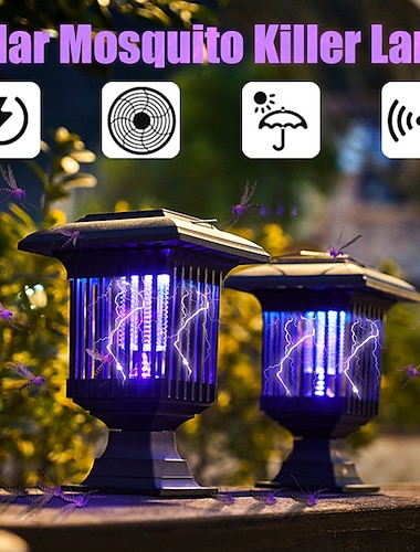  2 stks solar mug lamp outdoor elektrische mug lamp tuin tuin mug lamp regendicht licht controle elektrische schok mug en vliegenvanger