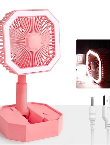  WAZA Foldable USB Mini Fan – Adjustable Height and Angle, LED Light, Personal Rechargeable Fan for Travel and Office