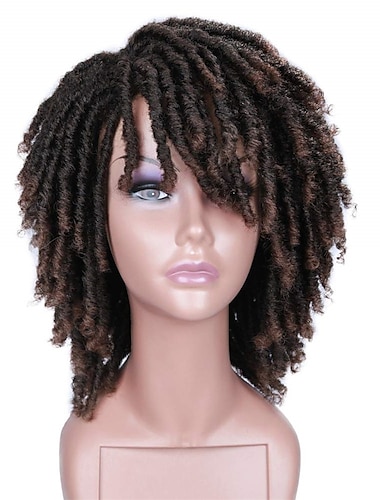  peluca dreadlock pelucas torcidas cortas para mujeres negras y hombres peluca sintética rizada afro