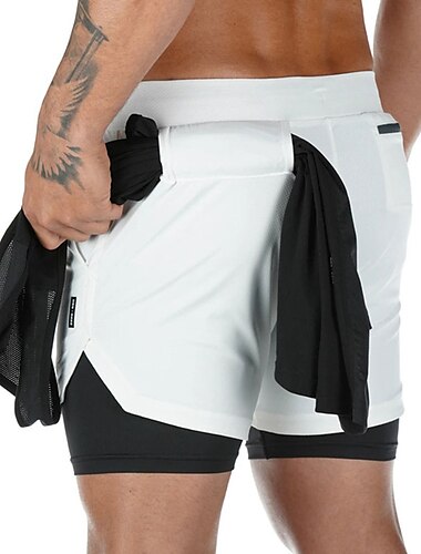  Herren Sportliche Shorts Kurze Sporthose Lässige Shorts Mit Kompressionsliner mit Handtuchschlaufe Glatt Tarnfarben Komfort Atmungsaktiv Outdoor Täglich Ausgehen Modisch Brautkleider schlicht 1 2