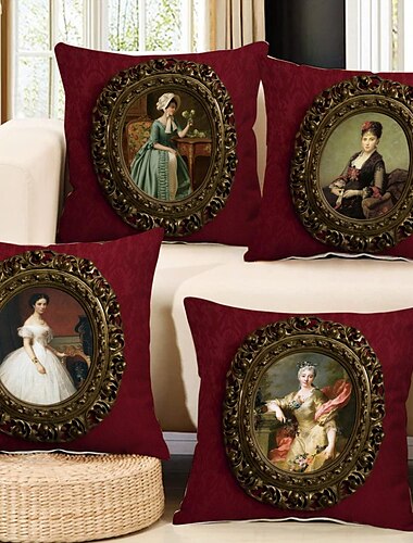  vintage porträtt dubbelsidigt kuddfodral 4st viktorianskt mjukt dekorativt fyrkantigt kuddfodral örngott för sovrum vardagsrum soffa soffstol
