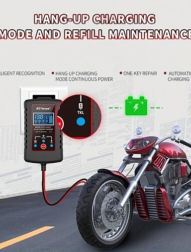  Starfire 12V 6V Impulsreparatur Autobatterieladegerät leb digital 2a vollautomatisches Blei-Säure-Batterieladegerät für Motorradkinder Spielzeugauto
