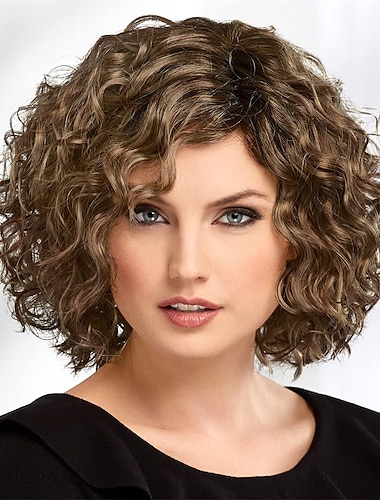  perruque bouclée convoitée avec partie monofilament et spirales sensuelles / nuances multi-tons de blond argenté brun et rouge