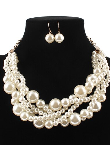  Pendiente Collar con perlas Collar Pendientes Retro Antiguo 1920s Legierung Para El gran Gatsby Cosplay Mujer Joyería de disfraz Joyería de moda